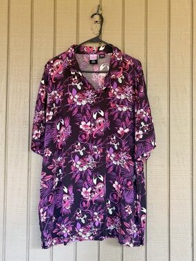 Marvel Venom Purple Floral Hawaiian Resort Shirt 3XL